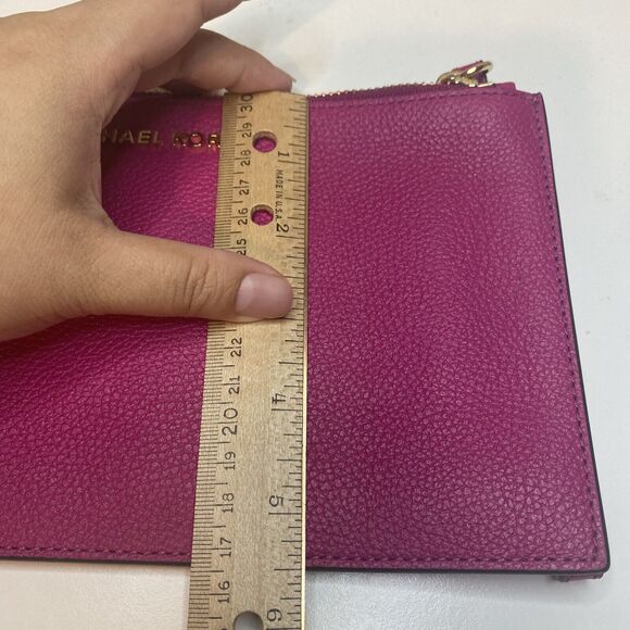 MICHAEL KORS MK Jet Set LG CLUTCH Zip Wristlet Wallet Pomegranate Purple Leather - Picture 12 of 12